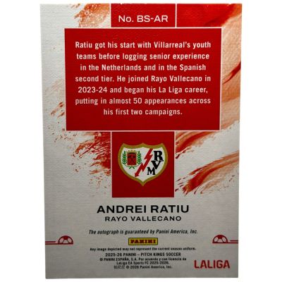 Andrei Ratiu 2025-26 Panini Pitch Kings Soccer - AUTO #BS-AR Rayo Vallecano