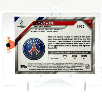 Lionel Messi 2021-22 Topps UEFA Champions League 1st Edition - BLUE FOIL 12/30 #10 PSG