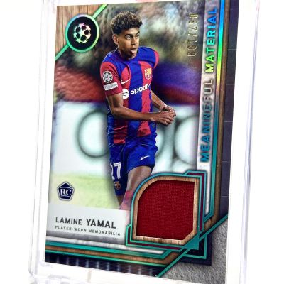 Lamine Yamal 2023-24 Topps Museum Collection UCL - Rookie RC Meaningful Material Relic AQUAMARINE 067/199 #MMSR-LY FC Barcelona