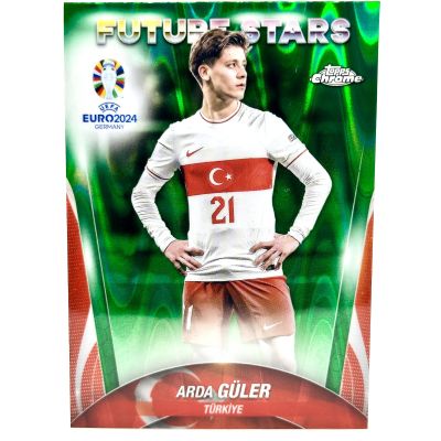 Arda Guler 2024 Topps Chrome UEFA Euro - Future Stars Green Raywave Refractor #143 Turcia