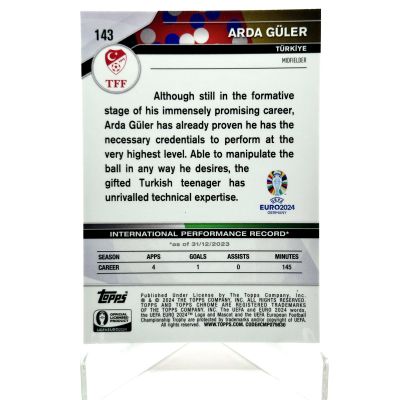 Arda Guler 2024 Topps Chrome UEFA Euro - Future Stars Green Raywave Refractor #143 Turcia