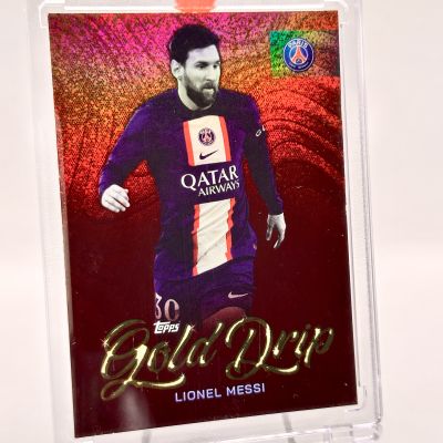Lionel Messi 2022-23 Topps PSG Team Set GOLD DRIP RED Red 2/5 #48 PSG