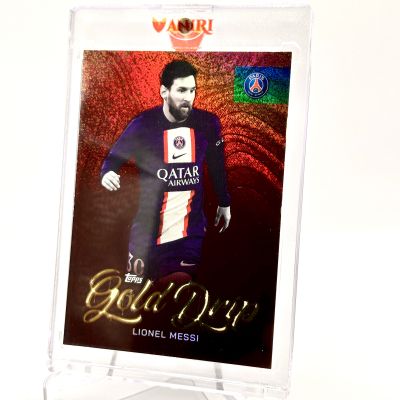 Lionel Messi 2022-23 Topps PSG Team Set GOLD DRIP RED Red 2/5 #48 PSG