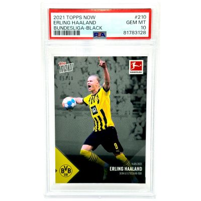 Erling Haaland 2021-22 Topps Now - His last BVB goal BLACK 05/10 #210 PSA 10 GEM MT Borussia Dortmund (POP2)