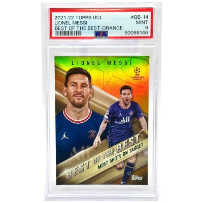 Lionel Messi 2021-22 Topps UCL UEFA - Best of The Best ORANGE 18/25 #BB-14 (POP4) PSA 9 Paris Saint Germain
