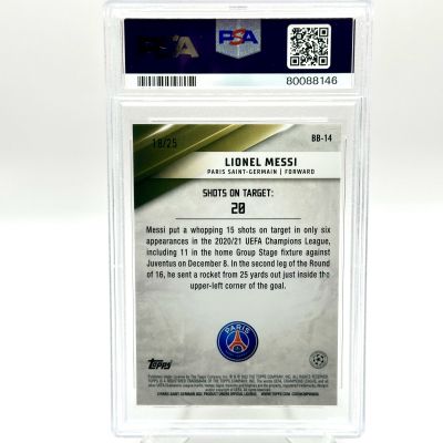 Lionel Messi 2021-22 Topps UCL UEFA - Best of The Best ORANGE 18/25 #BB-14 (POP4) PSA 9 Paris Saint Germain