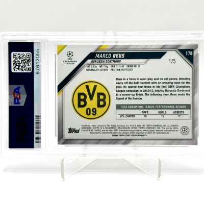 Marco Reus 2021-22 Topps UEFA Champions League - RED FOIL 1/5 #178 PSA 10 Borussia Dortmund (POP1)