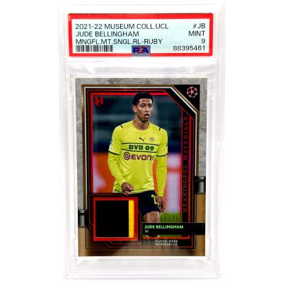 Jude Bellingham 2021-22 Topps Museum Collection Uefa Player Worn Patch Ruby 01/25 PSA 9 Borussia Dormund