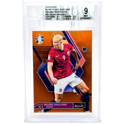 Erling Haaland 2023 Topps Finest Road To Euro 2024 Orange Refractors 01/25 #55 BGS 9 Norway