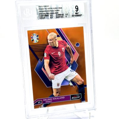 Erling Haaland 2023 Topps Finest Road To Euro 2024 Orange Refractors 01/25 #55 BGS 9 Norway