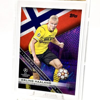 Erling Haaland 2021 Topps Finest UCL Jade Flags of Foundation LAVENDER 09/15 #FF-08 GBTC 9 Norway