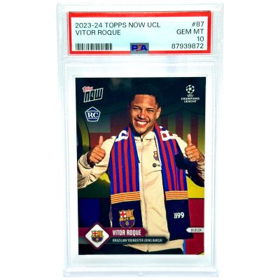 Vitor Roque 2023 Topps Now UEFA Champions League - ROOKIE RC Brazilian Icon #087 FC Barcelona PSA 10 