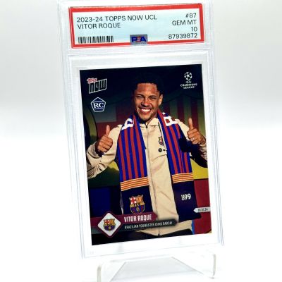 Vitor Roque 2023 Topps Now UEFA Champions League - ROOKIE RC Brazilian Icon #087 FC Barcelona PSA 10 