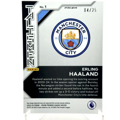 Erling Haaland 2023-24 Panini Prizm Premier League - TALISMEN ORANGE 04/25 #1 Manchester City
