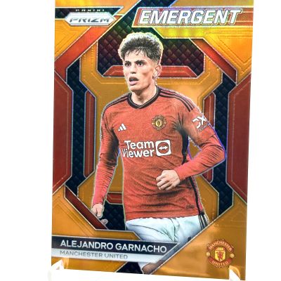 Alejandro Garnacho 2023-24 Panini Prizm Premier League - Rookie RC Emergent ORANGE PRIZM 22/25 #4 Manchester United