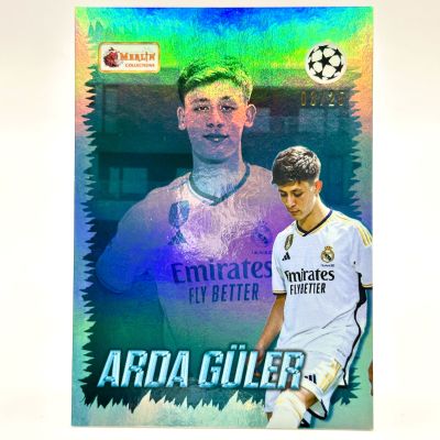 Arda Guler 2023-24 Topps Merlin Heritage Rookie RC - BLUE 03/25 #131 Real Madrid