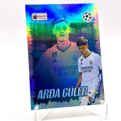 Arda Guler 2023-24 Topps Merlin Heritage Rookie RC - BLUE 03/25 #131 Real Madrid