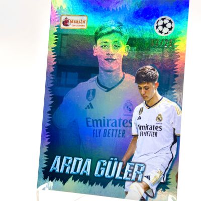 Arda Guler 2023-24 Topps Merlin Heritage Rookie RC - BLUE 03/25 #131 Real Madrid