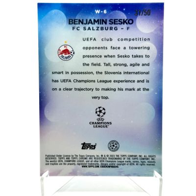 Benjamin Sesko 2022-23 Topps Chrome UCC - Rookie RC Wonderkids GOLD 31/50 #W-6 FC Salzburg