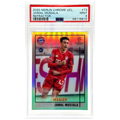 Jamal Musiala 2020-21 Topps Chrome Merlin UCL REFRACTOR Rookie RC #73 PSA 9 Bayern Munchen