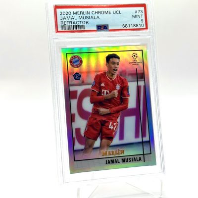 Jamal Musiala 2020-21 Topps Chrome Merlin UCL REFRACTOR Rookie RC #73 PSA 9 Bayern Munchen