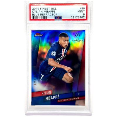 Kylian Mbappe 2019-20 Topps Finest UCL - BLUE 025/150 #89 PSA 9 PSG