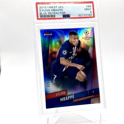 Kylian Mbappe 2019-20 Topps Finest UCL - BLUE 025/150 #89 PSA 9 PSG
