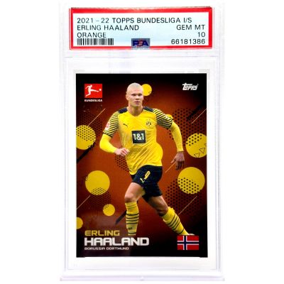 Erling Haaland 2021-22 Topps Bundesliga  ORANGE 24/25 PSA 10 Borussia Dortmund