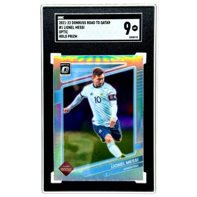 Lionel Messi 2021-22 Panini Donruss Road To Quatar Optic Holo Prizm #1 SGC 9 Argentina