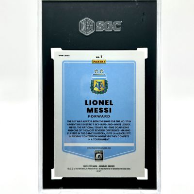 Lionel Messi 2021-22 Panini Donruss Road To Quatar Optic Holo Prizm #1 SGC 9 Argentina