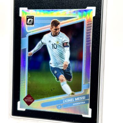 Lionel Messi 2021-22 Panini Donruss Road To Quatar Optic Holo Prizm #1 SGC 9 Argentina