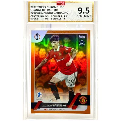 Alejandro Garnacho 2022-23 Topps Chrome UCC - Rookie RC ORANGE 07/25 #50 Manchester United TYGS 9.5