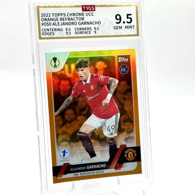 Alejandro Garnacho 2022-23 Topps Chrome UCC - Rookie RC ORANGE 07/25 #50 Manchester United TYGS 9.5