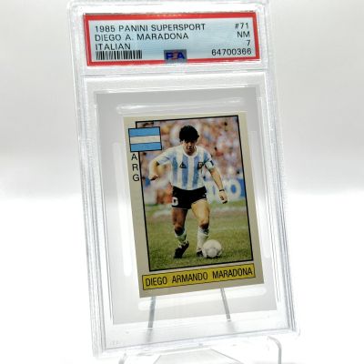 Diego Maradona 1985 Panini Supersport Sticker #71 Argentina PSA 7