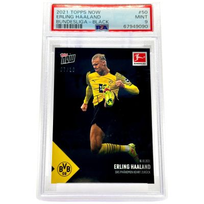 Erling Haaland 2021 Topps Now Bundesliga - BLACK 07/10 #50 Bvb Dortmund PSA 9