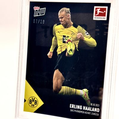 Erling Haaland 2021 Topps Now Bundesliga - BLACK 07/10 #50 Bvb Dortmund PSA 9