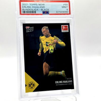 Erling Haaland 2021 Topps Now Bundesliga - BLACK 07/10 #50 Bvb Dortmund PSA 9