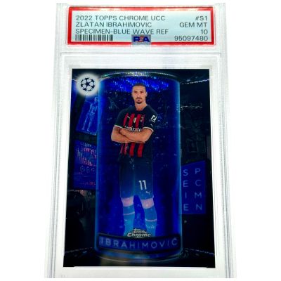 Zlatan Ibrahimovic 2022-23 Topps Chrome UCC - Specimen BLUE WAVE Refractor 03/75 #S1 AC Milan PSA 10