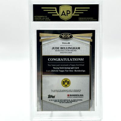 Jude Bellingham 2021-22 Topps Tier One Bundesliga - YOUNG GOLD AUTO 49/75 #YGA-JB Bvb Dortmund AP 8.5