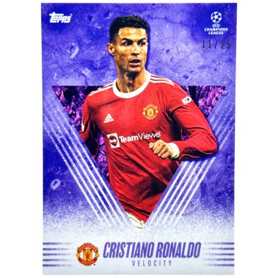 Cristiano Ronaldo 2021 Topps Alphonso Davies My Journey UCL PURPLE 11/25 Manchester United