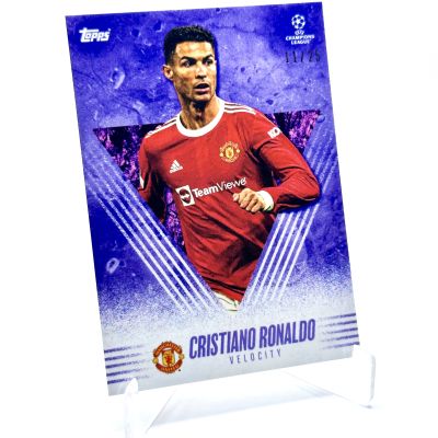 Cristiano Ronaldo 2021 Topps Alphonso Davies My Journey UCL PURPLE 11/25 Manchester United