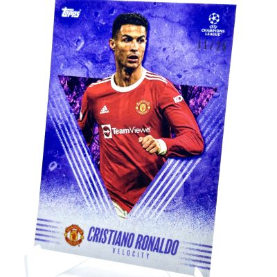 Cristiano Ronaldo 2021 Topps Alphonso Davies My Journey UCL PURPLE 11/25 Manchester United