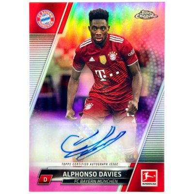 Alphonso Davies 2021-22 Topps Chrome Bundesliga AUTO  PINK 10/75 #BCA-AD Bayern Munchen