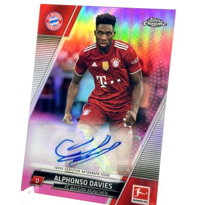 Alphonso Davies 2021-22 Topps Chrome Bundesliga AUTO  PINK 10/75 #BCA-AD Bayern Munchen