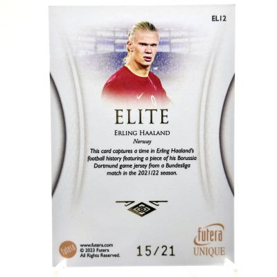 Erling Haaland 2022-23 Futera Unique World Football - ELITE Relics 15/21 #EL12 Norway