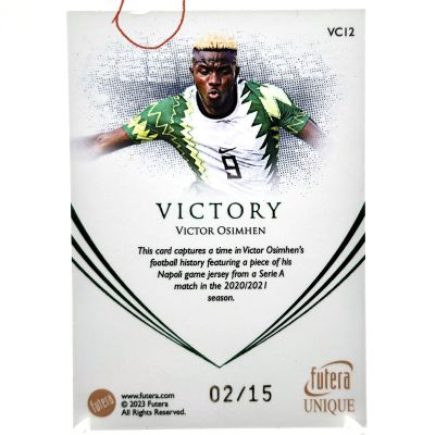 Victor Osimhen 2023 Futera Unique World Football - VICTORY RELIC EMERALD 02/15 #VC12 Napoli