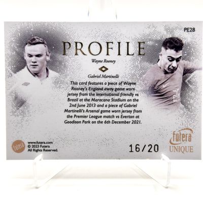 Wayne Rooney & Gabriel Martinelli 2023 Futera Unique World Football - PROFILE RELIC 16/20 #PE28 England/Arsenal