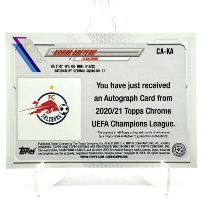 Karim Adeyemi 2020-21 Topps Chrome UCL - AUTO Rookie RC#CA-KA FC Salzburg
