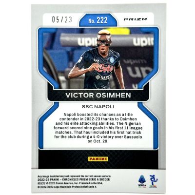 Víctor Osimhen 2022-23 Panini Chronicles Prizm Serie A - ORANGE Cracked Ice 05/23 #222 Napoli