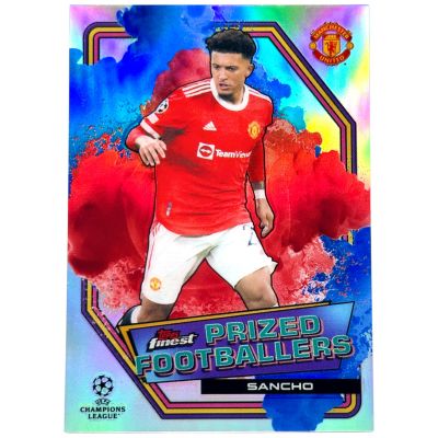 Jadon Sancho 2021-22 Topps Finest UEFA Prized Footballers - BLUE RED FUSION 06/50 #PF-2 Manchester United